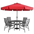 MASTERCANOPY Valance Patio Umbrella for Outdoor Table Market -8 Ribs (10ft, Red)