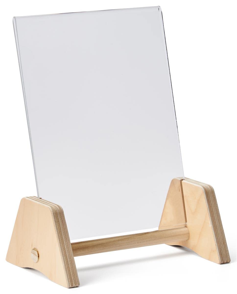 Dandelion 8.5 x 11 Sign Holder w/Polycarbonate Panel, Slant Back, Collapsible - Natural (DB8511SHVT)