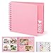 DazSpirit Fotoalbum zum Selbstgestalten, 6-inch Fotobuch zum Einkleben, Quadratisches Hardcover-Scrapbook und G&auml;stebuch Geburtstag f&uuml;r Abschluss, Hochzeit, Babys, mit 5 Aufkleber, 40 Seiten, Rosa