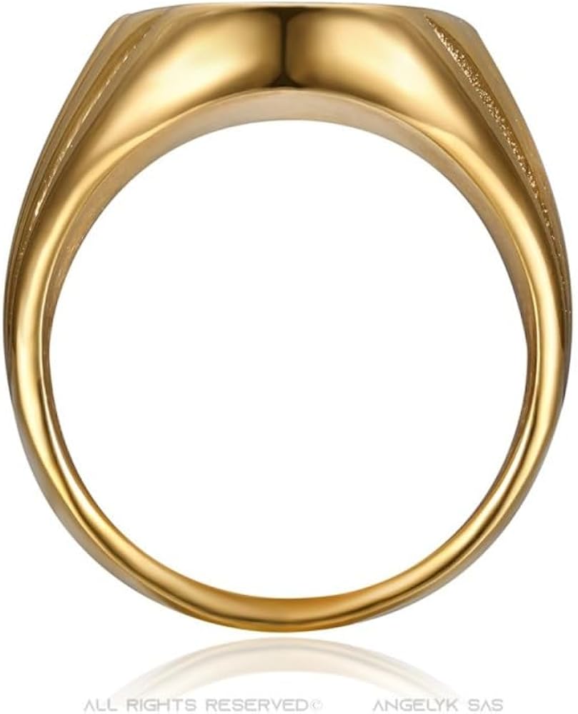 Bague Chevalière Homme T62 Onyx Noir Plaqué Or 18K Laminé - Neuf Avec étiquettes