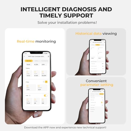 BougeRV MPPT Solar Charge Controller 40A, w/ Low-Temp Cut-Off, APP Control, Backlit LCD, 40 Amp Solar Panel Regulator 12V/24V for LiFePO4, SLD, Gel, FLD, AGM Battery, RV, Marine, Upgraded