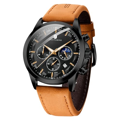 BENYAR BY Herrenuhr Uhren Herren Wasserdicht Herrenuhren Chronograph m?nner Armbanduhr für Herren Eleganz Lederarmband/Edelstahl Quarz Geburtstags/Weihnachts Gold/Silber/Blau/Schwarz