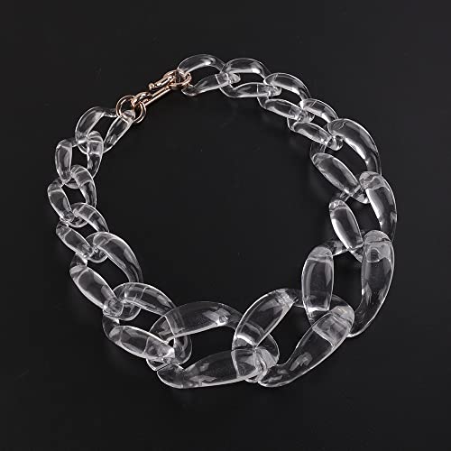 Wiwpar Acrylic Choker Necklace Statement Chunky Fashion Acrylic Necklace Colorful for Women (White)3