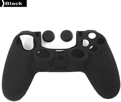 Soft Silicone Cover Case + Case Button for PS4 DualShock4 Wireless Controller (Black)