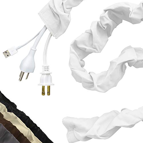 Cordinate Fabric Cord Cover, 6 Ft, Cable Management and Hider, Easy Installation, Great for Lamps, Light Fixtures, and Desks, Eggshell White, 40723
