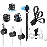 6 Desktop Cord Organizer Rotatable Spring 5 Magnetic Cable Clips Cord Holder for Nightstand Phone Charger Organizer Computer Desk Cable Management Electronics Appliance Adhesive Wire Strap Keeper Tie