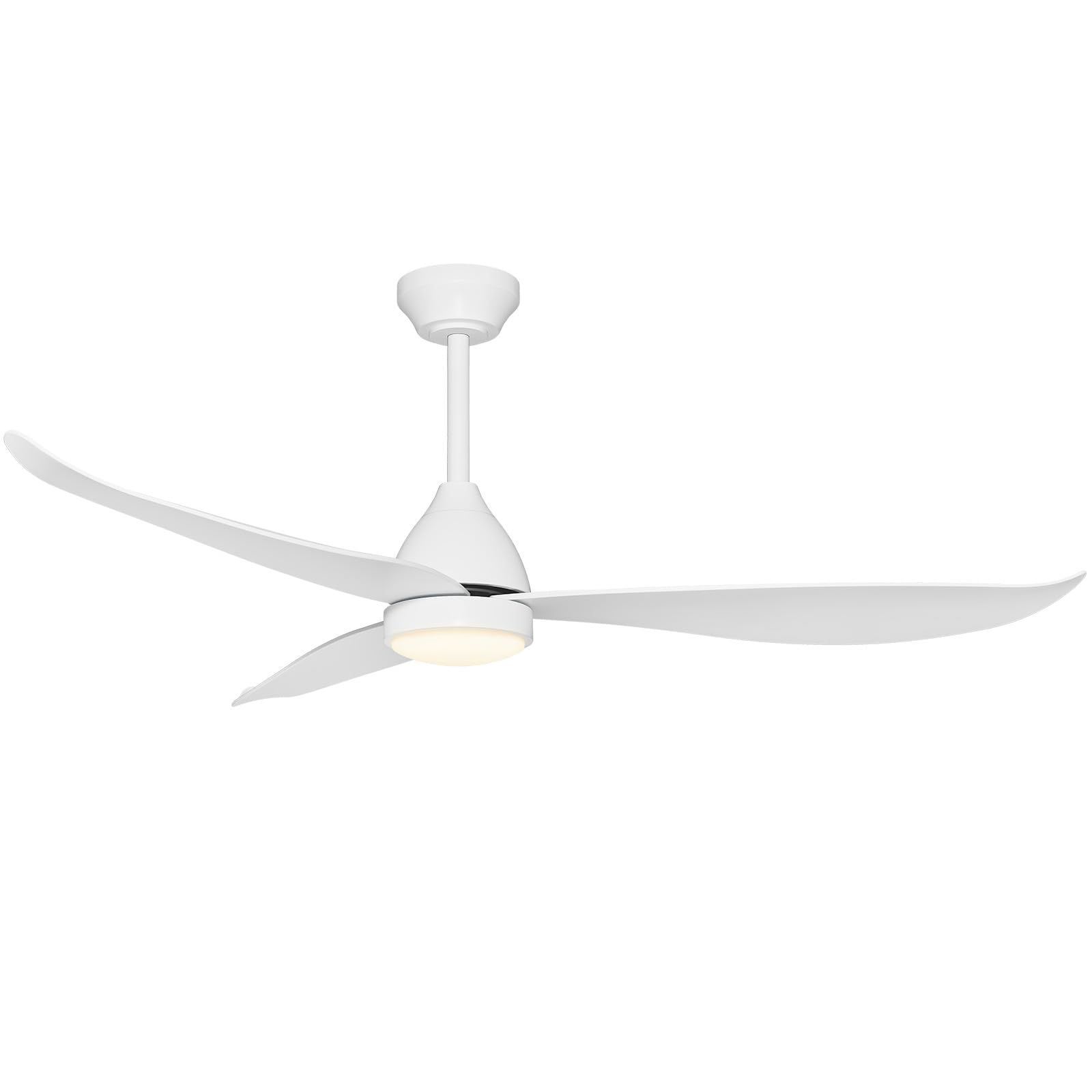 52 Inch White Ceiling Fan with Light, Outdoor Ceiling Fan with Remote, Modern 3 Blade Ceiling Fan with Memory Lighting Reversible Quiet DC Motor for Bedroom Living Room Patio