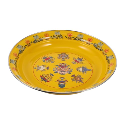 OUNONA Placa De Esmalte Vintage De Chino Plato Para Color Amarillo Para Servir Fiestas