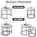 aboxoo Round Nesting Coffee Table Side Table Set of 2 End Tables for Living Room Bedroom Balcony, White Faux Marble Wooden Table Accent Coffee Table with Black Steel Frame