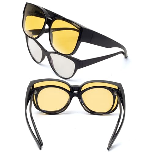 Face Shadow Night Driving Glasses Ultralight to Fit Over Glasses for Women Men, Anti Glare Polarized HD Night Vision Glasses2