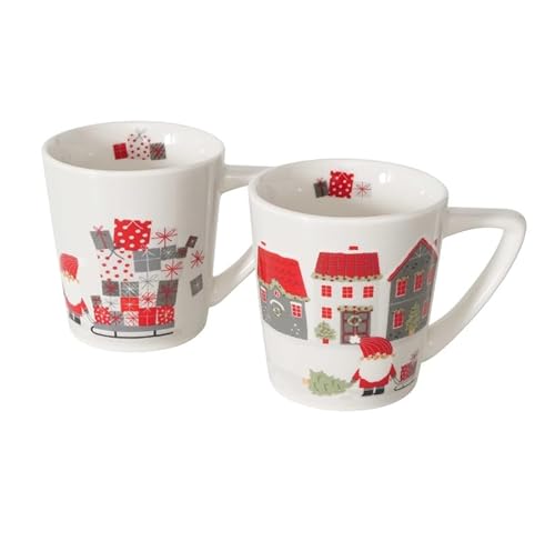 RiloStore Set of 3 Coffee Mugs Wichtel Pink Red White Dots 150 ml Mulled Wine Cups Coffee Cups Tea Cups Porcelain Christmas Secret Santa Children Espresso Cups Secret Santa Cups