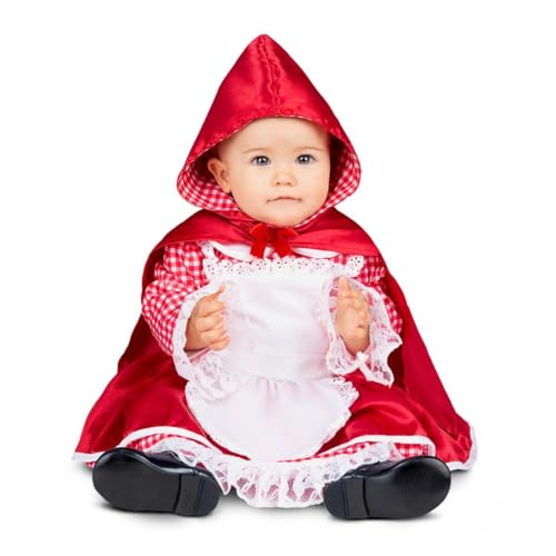 My Other Me   Disfraz para bebé de Caperucita con vestido y capa en color rojo, detalles a cuadros y delantal con encajes para niña talla 7 12 meses. Perfecto para momentos inolvidables