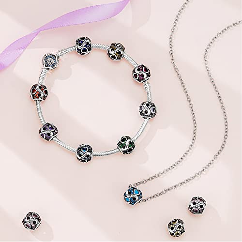 Happystar 925 Sterling Silver Birthstone Charms Fits Charms Bracelets For Woman，With 5A Cubic Zirconia Dangle Pendant Bead,Happy Birthday Charms For Bracelet And Necklace Valentine's Day #TOP3