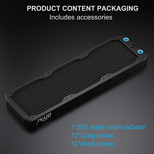 Diyhz Water Cooling Computer Radiator, 12 Pipe Thick Copper Heat Exchanger Liquid Cooling Radiator G1/4 Thread Heat Row Sink 360Mm For Cpu Pc Laser Water Cool System Dc12V Black #TOP5