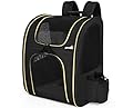 pecute Cat Carrier Dog Backpack, Portable Breathable Rucksack with Front Opening-Mesh Window-Pockets, Airy Space Great For Carrying Puppy Dogs Cats Up to 10KG (Black)