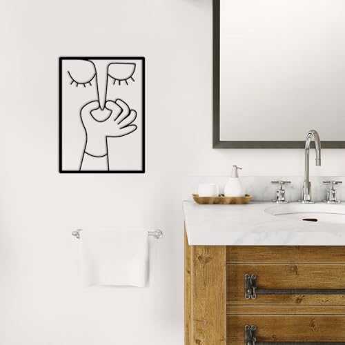 Goodangie00 メタルファニーバスルームウォールアート、11.85インチ ユーモラスなゲストトイレ壁装飾 モダン ミニマルな吊り下げ装飾 自宅/寝室/リビングルーム用 男性&女性へのギフトに [4]