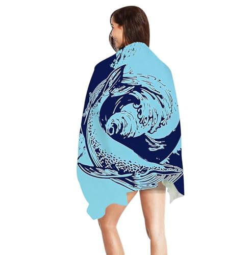 HAXNOHEY Poncho Toalla Beach Towel Toallas Baño Manta Playa Grandes Baño Piscina Microfiber Beach Towel Playa Poncho Surf Grandes Arenas Movedizas Azules L