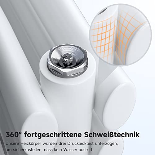 SONNI Design Heizkörper 593x1200mm Weiß Doppellagig Horizontal Paneelheizkörper Seitenanschluss Badheizkörper