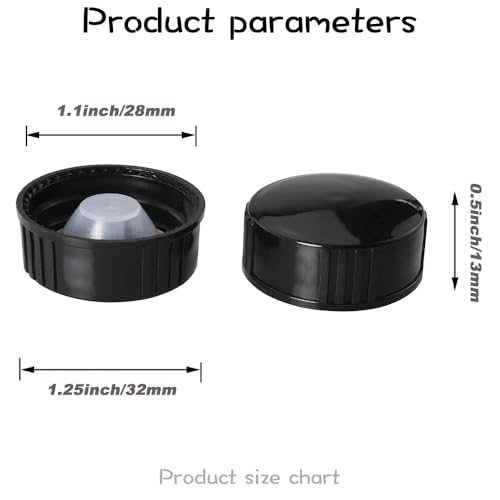 ZBJBinCH 12pcs Phenolic Resin Cover 28mm Black Poly Seal Screw Caps, Plastic Lids Amber Boston Round Glass Beer Bottles Poly Cone Cap, Brewing Wine Jug Cap for Cosmetics, Daily Chemicals Food Bottles