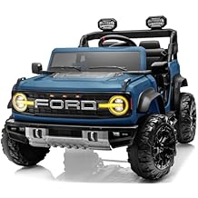 2 Seater 24V Ride on Toys for Big Kids, Licensed Ford Bronco Raptor, Powerful Wheel with Remote Control, Headlight/Music Player/Suspension Function, Durable Tires Blue