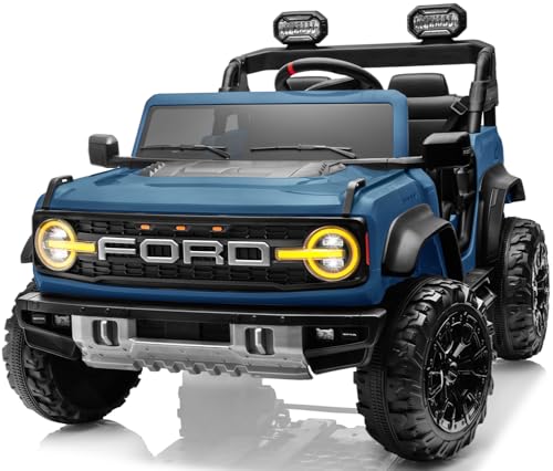 Segmart 2 Seater 24V Ride on Toys for Big Kids, Licensed Ford Bronco Raptor, Powerful Wheel with Remote Control, Headlight/Music Player/Suspension Function, Durable Tires (Blue)