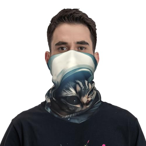 Neck Gaiter Face Mask UV Protector Scarf Breathable Windproof Face Cover Astronaut cat in space Balaclava Summer Cooling Gator Cover Seamless Bandana Head Wrap for Men Women2