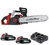 LIEFERUMFANG: Matrix Akku Kettensäge CCS 2X20 (Grundgerät) 2x Matrix X-One Akku 2 Ah Matrix X-One Doppelladegerät Oregon Schwert und Sägekette (90PX052X) Schwertschutz