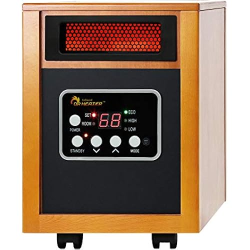 Dr Infrared Heater DR-968 Portable Space Heater, 1500-Watt, Cherry