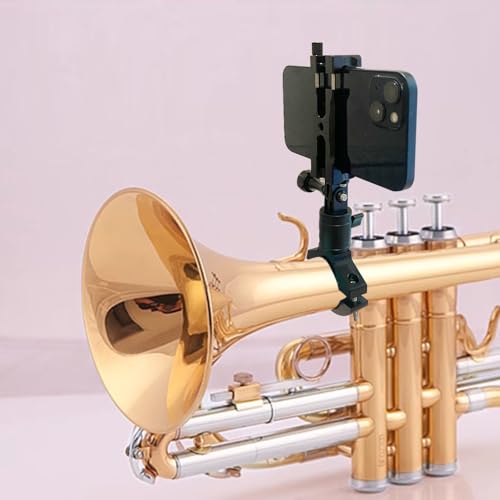 Smallan SL0609-1 Musical Instrument Phone Stand For Low Brass Lyre,Mount Your Phone To Trombone Flugelhorn Euphonium Marching Baritone Mellophone Ultralight Aluminium Alloy Black thumb #2