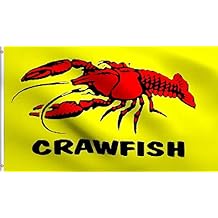 DMSE Restaurant Crawfish for Sale Craw Fish Yellow Red Flag 3X5 Ft Foot 100% Polyester 100D Flag UV Resistant 3X5 Ft Foot 3X5 Ft Foot