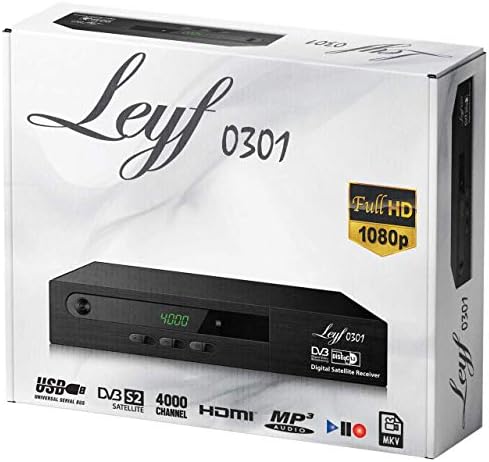 hd-line Leyf Satellite Receiver PVR Recording Function Digital Satellite Receiver (HDTV, DVB-S/DVB-S2, HDMI, SCART, 2x USB, Full HD 1080p) [Pre-Programmed for Astra Hotbird and Türksat] + HDMI Cable