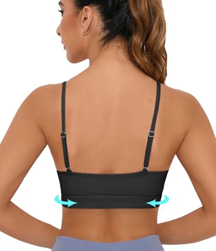 Image of Comper Sports Bra for Women Wirefree Racerback Workout Bras Sexy Thin Straps Yoga Sport Bras with Removable Pads
