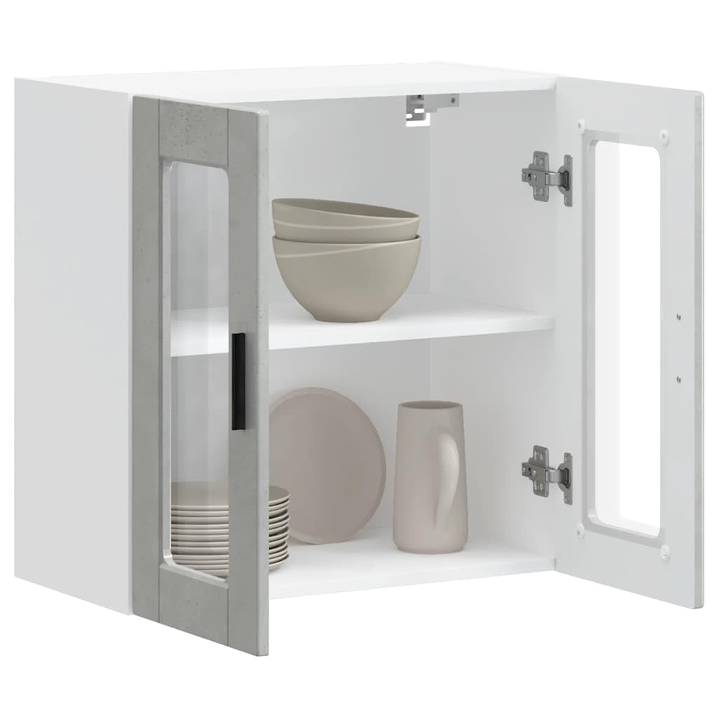 Pensile da Cucina Grigio Cemento 60x31x60 cm con Anta in Vetro | Mobiletto sospeso salvaspazio per la cucina e zona pranzo, ideale per organizzare stoviglie e piccoli elettrodomestici.