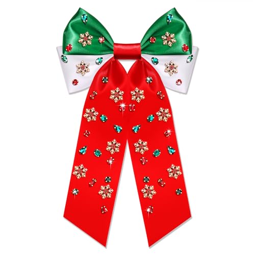 Christmas Hair Bows Holiday Bows for Women Girls Jeweled Red Hair Ribbons Xmas Bow Tree Snowflake Hair Bow Clips Christmas Hair Accessories Costume Outfits Decorations Party Favors (Pattern K)