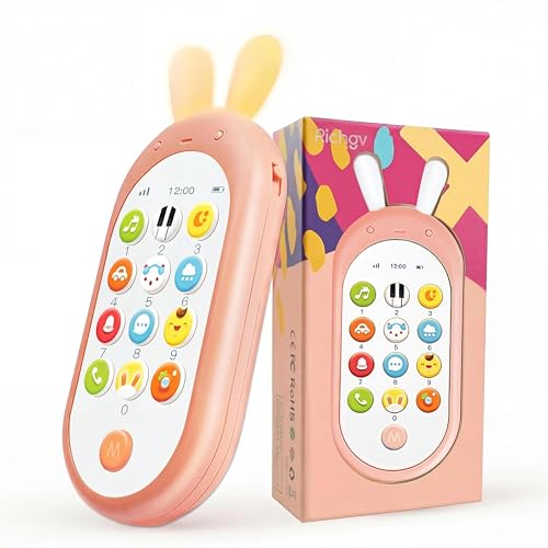 Image of Richgv 1 Year Old Girl Birthday Gift, Baby Cell Phone Toy Sensory Learning Toys with 12 Functions, Baby Girl Toys 6 to 12 Months Multi Sound Effects with Light Teething Toys for Babies Infants