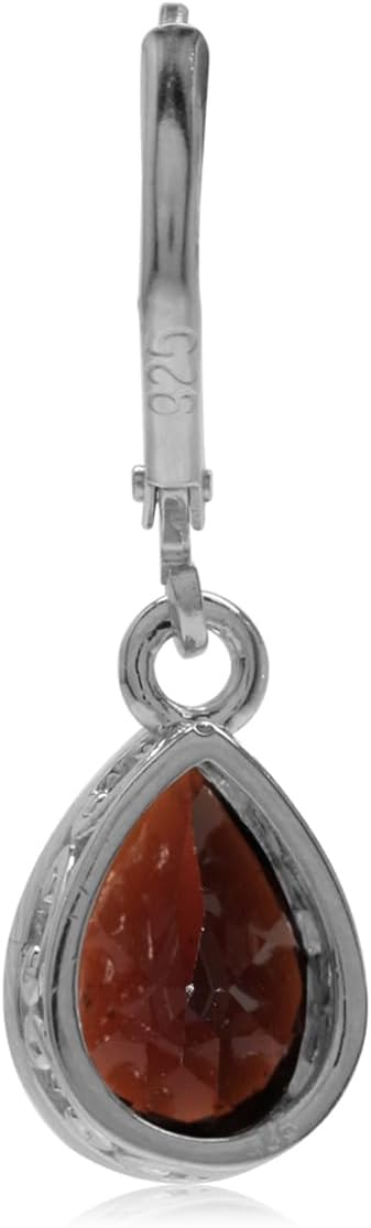 Silvershake 10X7mm Pear Shape Birthstone Gemstones White Gold Plated or Yellow Gold Plated 925 Sterling Silver Heart Victorian Style Drop Dangle Leverback Earrings Jewelry for Women - Image 5