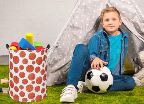 Image of Basketball Kids Laundry hamper Baby Hamper for Nursery Boy and Girl Hamper Cute Kids Toys Storage Bin Organizer Room Decor for Home(Basketball)