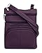 Roma Leathers Crossbody Zippered Purse - 3 Front Pockets, Adjustable Strap - Purple
