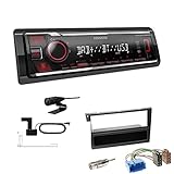 1-DIN Autoradio Integrierter DAB+ Empfänger sowie High Performance Tuner für UKW/MW/LW, Bluetooth-Funktion für Freisprechen & Audiowiedergabe, 5 Audio-Streaming-Geräte gleichzeitig koppelbar, Vorverstärkerausgang mit 2,5 V Ausgangspegel, Über 30 % geringere Einbautiefe (kein CD-Laufwerk), Rote Tastenbeleuchtung