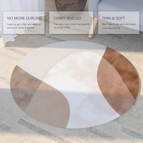 Tapis lavable circulaire 180cm abstrait nordique à poils bas doux pour chambre