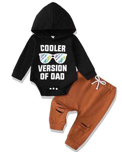 Image of NZRVAWS Baby Boy Clothes 0-3 Months Newborn Boy Outfit Baby Sweatshirt HoodieLetter Print Romper Long Pants Sets Fall Winter Clothing