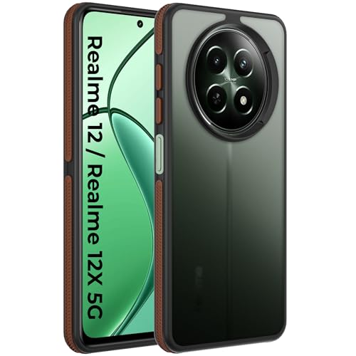 Image of A rtistque Frosted Matte Back Cover Case for Realme Narzo 70x 5G / N65 / Realme 13 /12 / 12X 5G / C65 5G | Smooth Sides with Grip | TPU Protective Design | Raised Camera Edges | - Brown