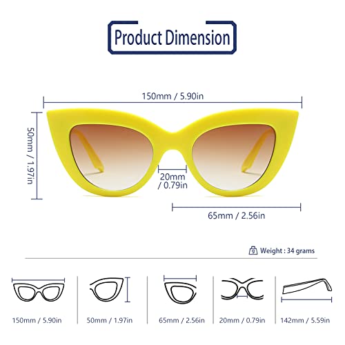 Freckles Mark Vintage Retro Cateye Sunglasses for Women Bold Colorful Cat Eye UV400 Protection3