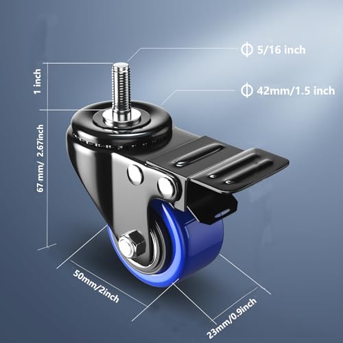 Wozeseik 2BLUESTEM516 Stem Caster Wheels 2 Inch Heavy Duty thumb #2
