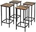 GIANTEX Lot de 4 Tabourets de Bar Industriel en Bois avec Repose-Pied, Cadre en Fer, Hauteur Assise 62 CM, pour Cuisine,Salon,Café,Bistrot