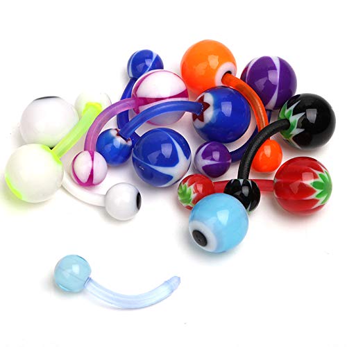 Crazypiercing Wholesale 80 Flexible Lip Tongue Eyebrow Bar Rings Barbell Piercing Body Jewelry Multicolor #TOP6
