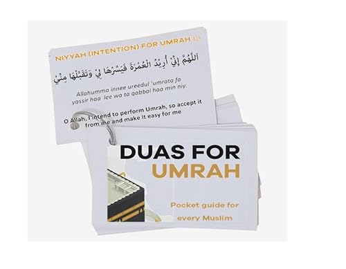 Umrah Flashcard with Dua Prayers for Each Stage of Pilgrimage in Arabic, English & Transliteration