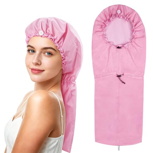 Bonnet douche grand ajustable cheveux longs tresses