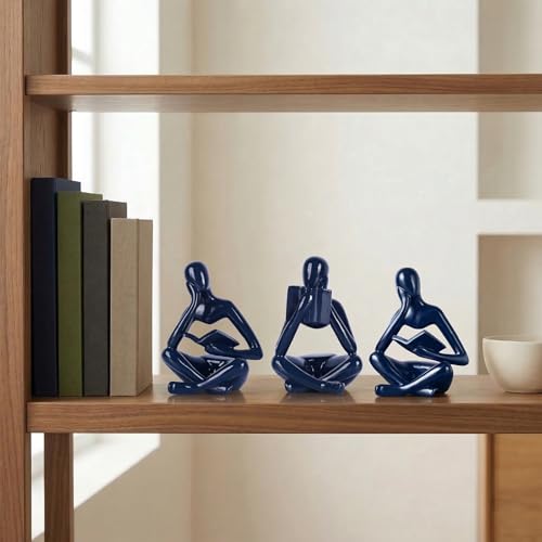 Set de 3 estatuas decorativas pensador azul QIANLING miniatura 5