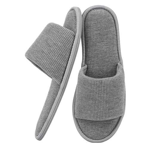 Yoerpe Women's Open Toe House Slippers – Breathable Waffle Fabric, Memory Foam Cushioning, Slip-On...